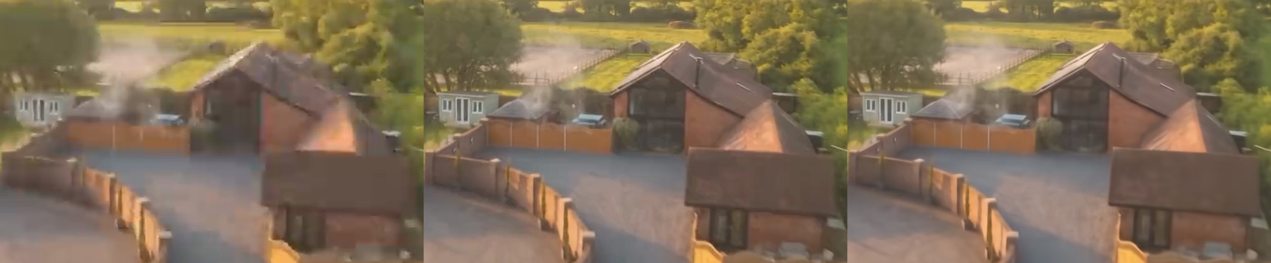 The same frame close up: the current video on the left, the two new versions in the middle and right